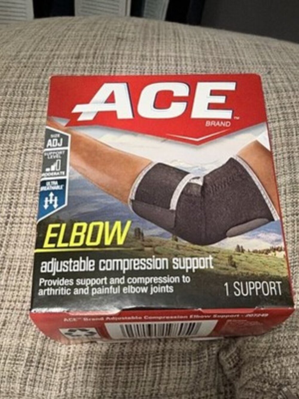 ACE Adjustable Elbow Brace Compression Support Adjust to Fit Black/Gray